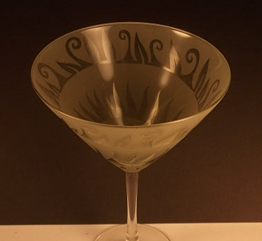 Etched Martini Glass by Leandra Drumm