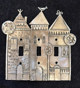 "Row Houses" triple switchplate cover by Leandra Drumm (#106)