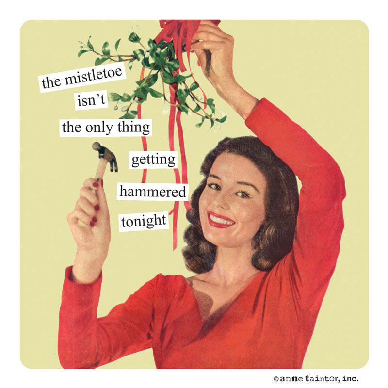 Anne Taintor Christmas magnet, mistletoe