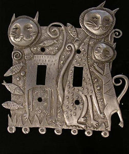 Cat Family, double switchplate cover, Leandra Drumm (#88)