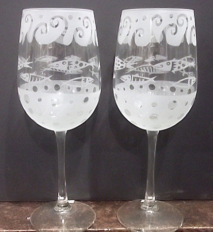 Etched Martini Glass by Leandra Drumm