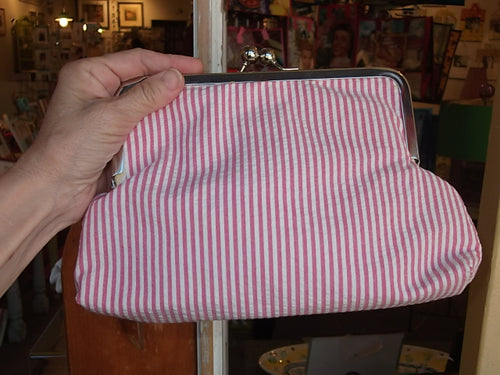 Pink Seersucker Pinch Purse!