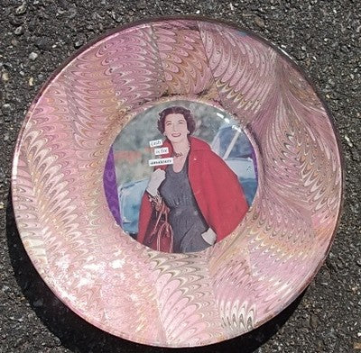 Anne Taintor image decoupaged onto glass plate!