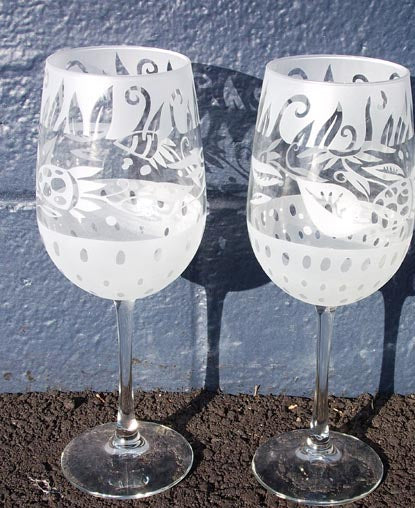 Etched Martini Glass by Leandra Drumm