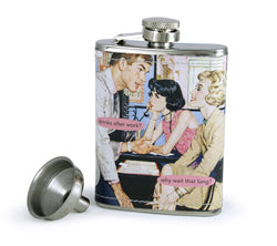 Anne Taintor Flask "drinks after work? why wait that long?"