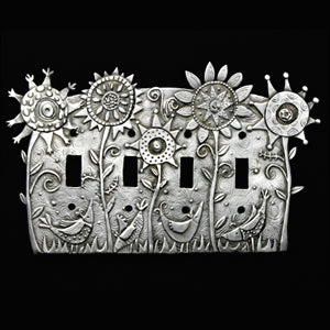 "Flower Power" switchplate cover by Leandra Drumm/ Quad (#117)