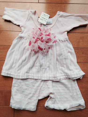 2-Piece Toni Tierney Outfit/ Pink & White Stripes with Flower