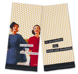 Set of 2 Kitchen Towels ~ "Drunk & Disorderly" by Anne Taintor