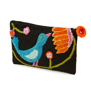 Hand-embroidered Pouch with Zipper.