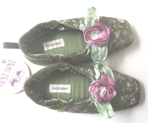 Green floral Slippers-Childrens