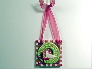 Handmade ornament Dove in a Wreath